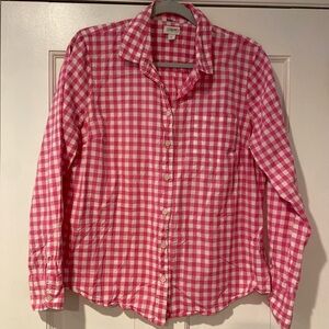 J.Crew Pink Gingham Button Down Shirt Size L | Classic Cotton Plaid